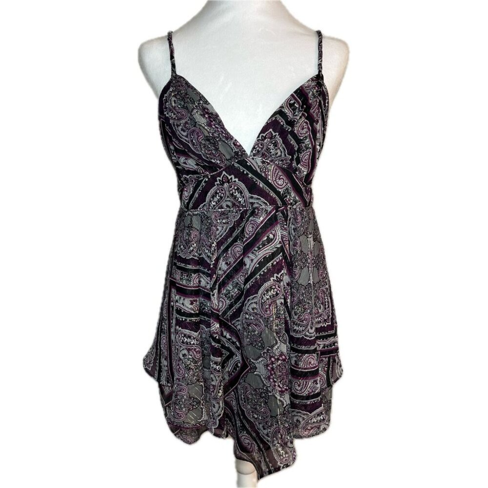 INC Babydoll Top Sparkle Purple Sz 14 Y2K Dark Romantic Fairy Whimsical Feminine